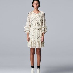 Simply Vera Vera Wang Chiffon Ruffle Dress Sz L